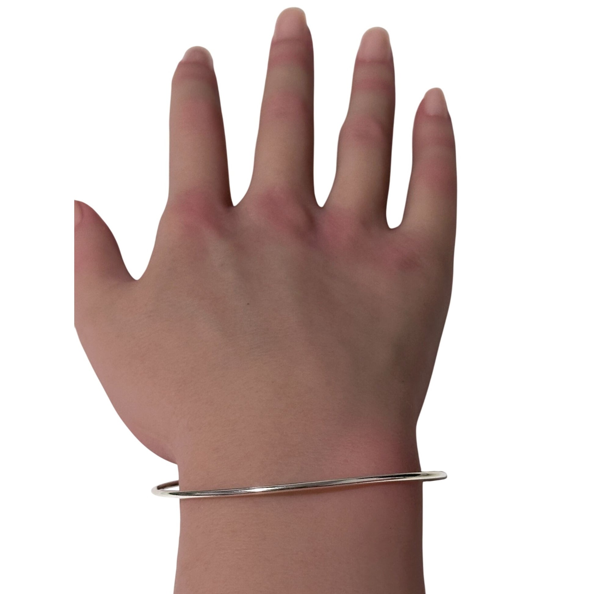 925 Sterling Silver Bangle Wire Bracelet Adjustable Size 7 - 8.5 inches - Rafant