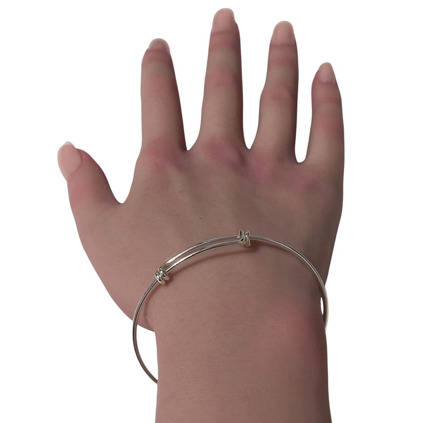 925 Sterling Silver Bangle Wire Bracelet Adjustable Size 7 - 8.5 inches - Rafant