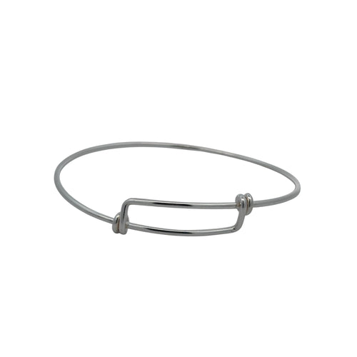 925 Sterling Silver Bangle Wire Bracelet Adjustable Size 7 - 8.5 inches - Rafant