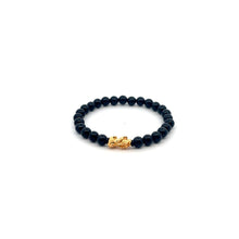 Load image into Gallery viewer, 18K Gold Pixiu Piyao Lucky Charm Bracelet Black Obsidian Gemstones 6mm
