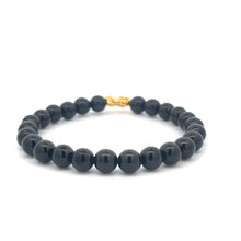Load image into Gallery viewer, 18K Gold Pixiu Piyao Lucky Charm Bracelet Black Obsidian Gemstones 8mm Size 7.5 inches - Rafant
