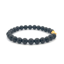 Load image into Gallery viewer, 18K Gold Pixiu Piyao Lucky Charm Bracelet Black Obsidian Gemstones 8mm Size 7.5 inches - Rafant
