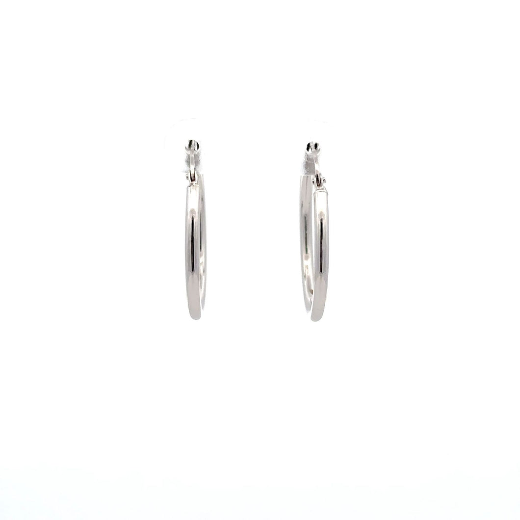 18K White Gold Women Earrings Hoops Loops - Rafant