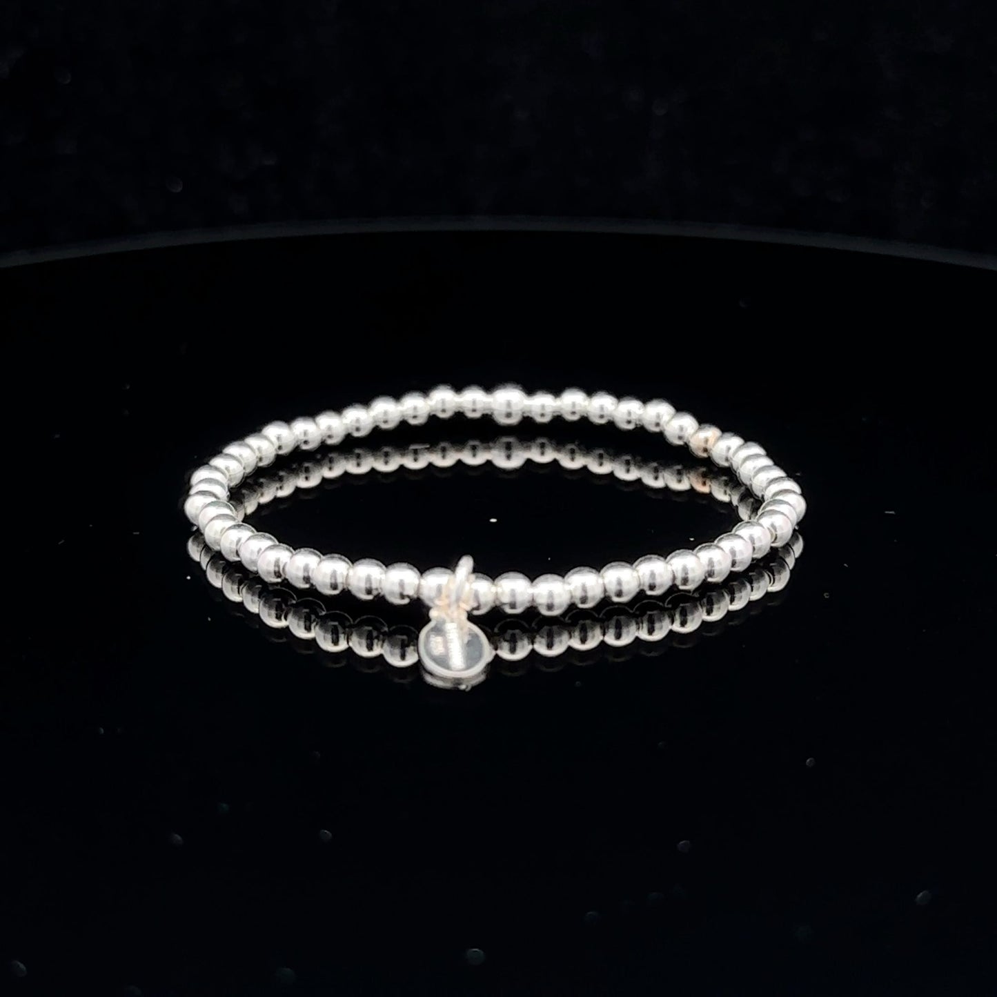 925 Sterling Silver Beaded Stretch Stacking Bracelet Minimalist - Rafant