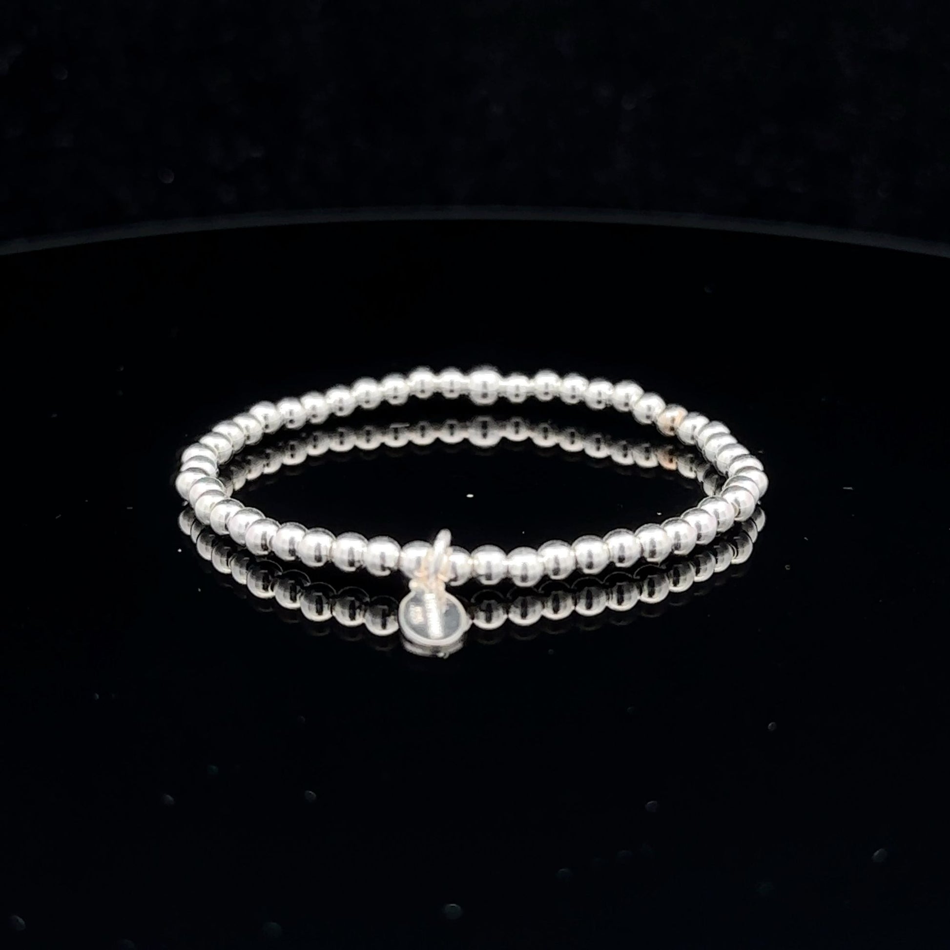 925 Sterling Silver Beaded Stretch Stacking Bracelet Minimalist - Rafant