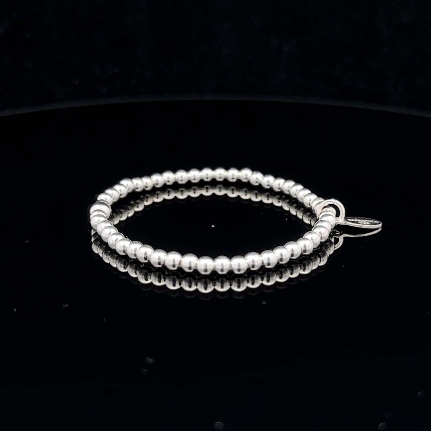 925 Sterling Silver Beaded Stretch Stacking Bracelet Minimalist - Rafant