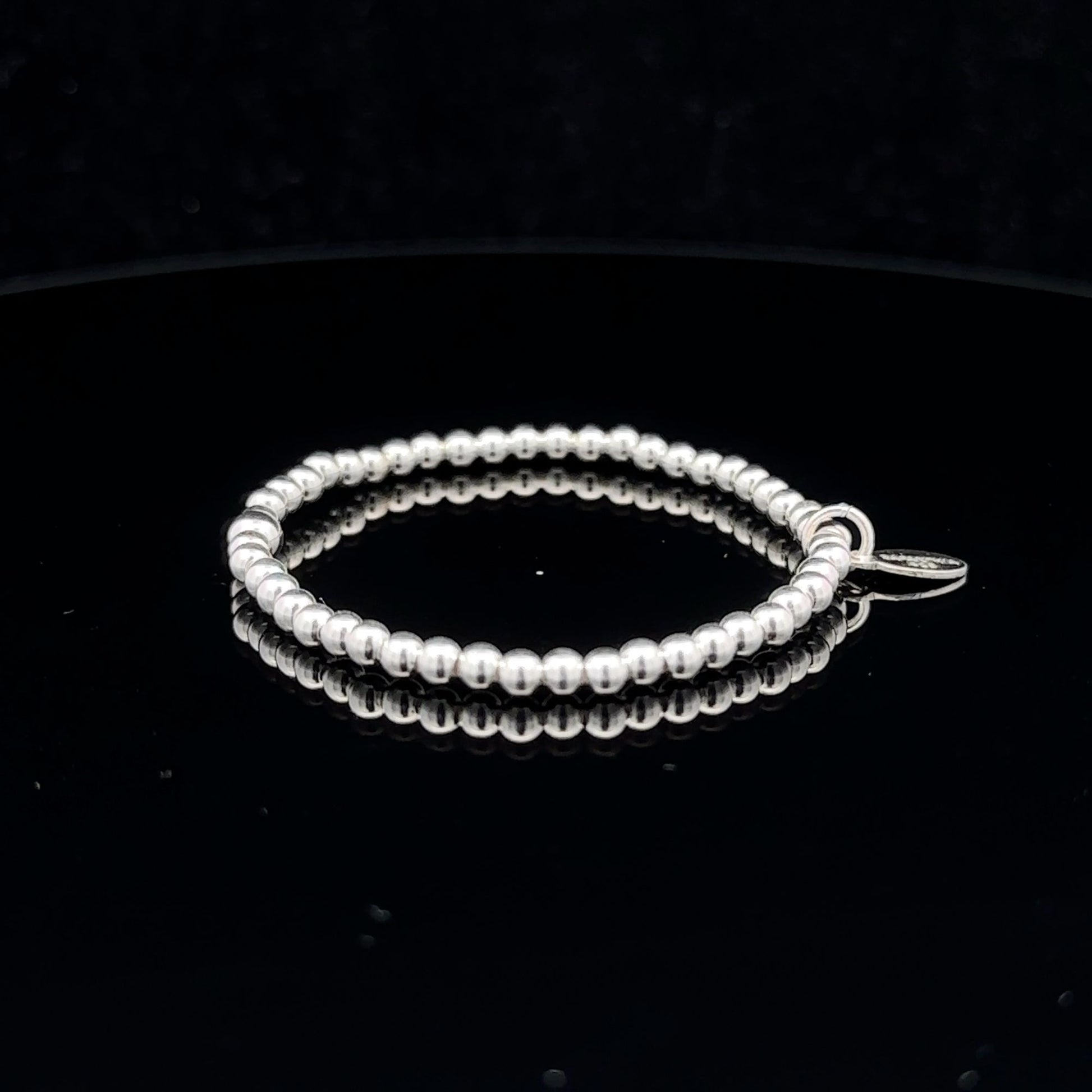925 Sterling Silver Beaded Stretch Stacking Bracelet Minimalist - Rafant