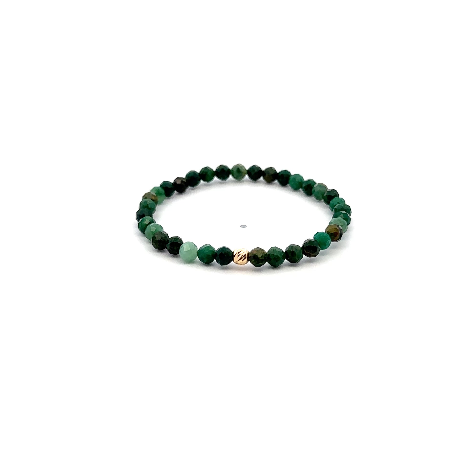 Natural Emerald Gemstones Mini 4mm 18K Gold Charm Bead May Birthstone - Rafant