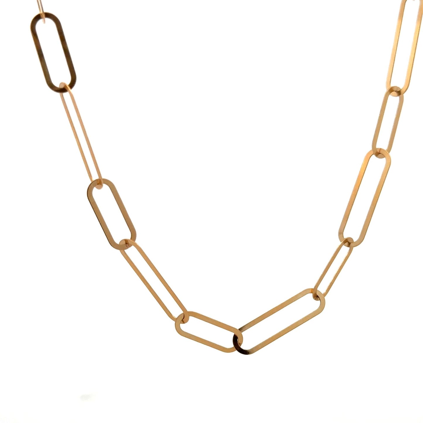 18K  Japan Gold Paper Clip Necklace Link Chain 17.5 inches 4.82grams - Rafant