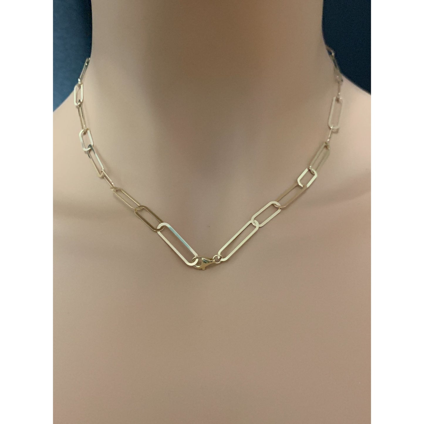 18K  Japan Gold Paper Clip Necklace Link Chain 17.5 inches 4.82grams - Rafant
