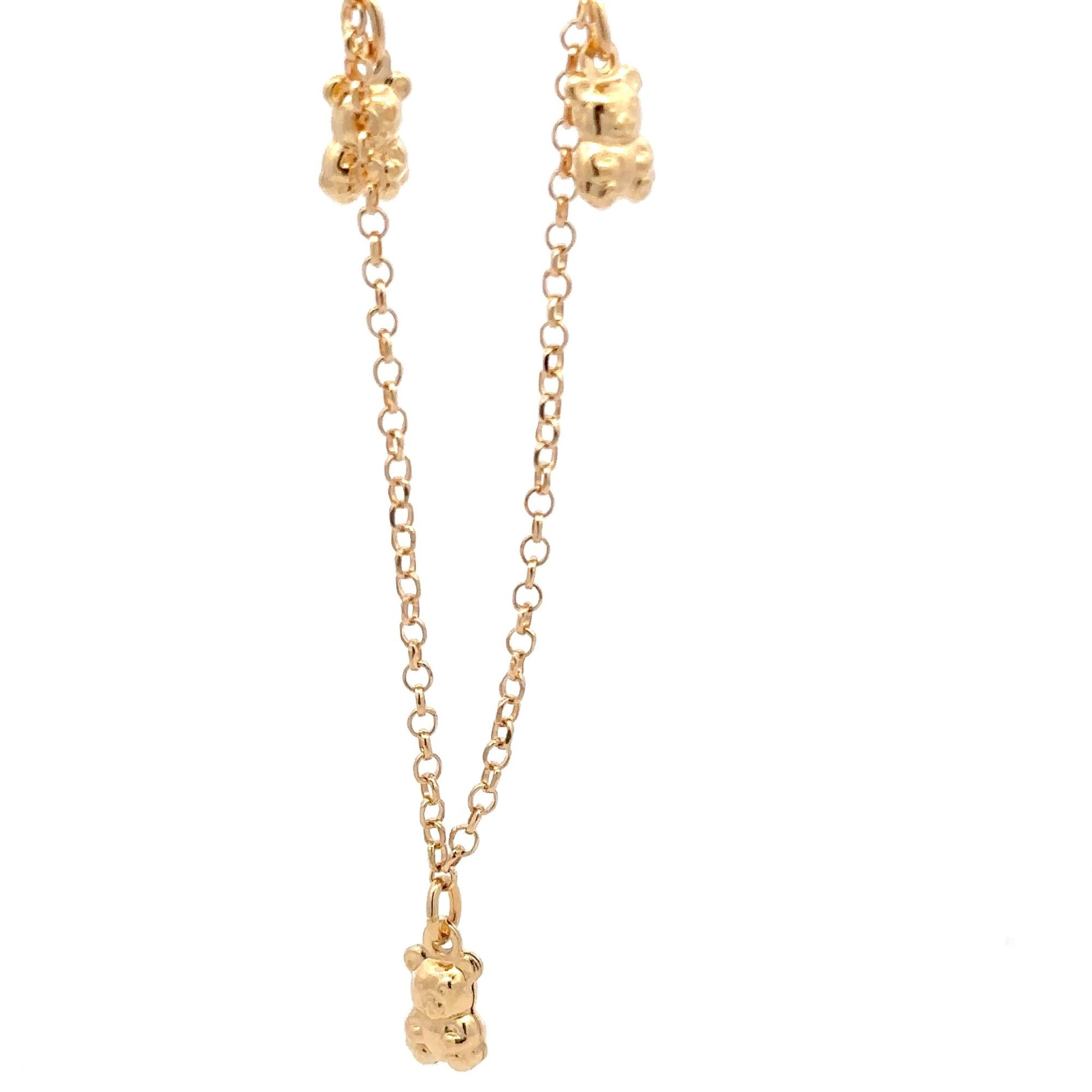 18k Yellow Gold Bracelet Animal Bear Charms Size 7.5 - Rafant