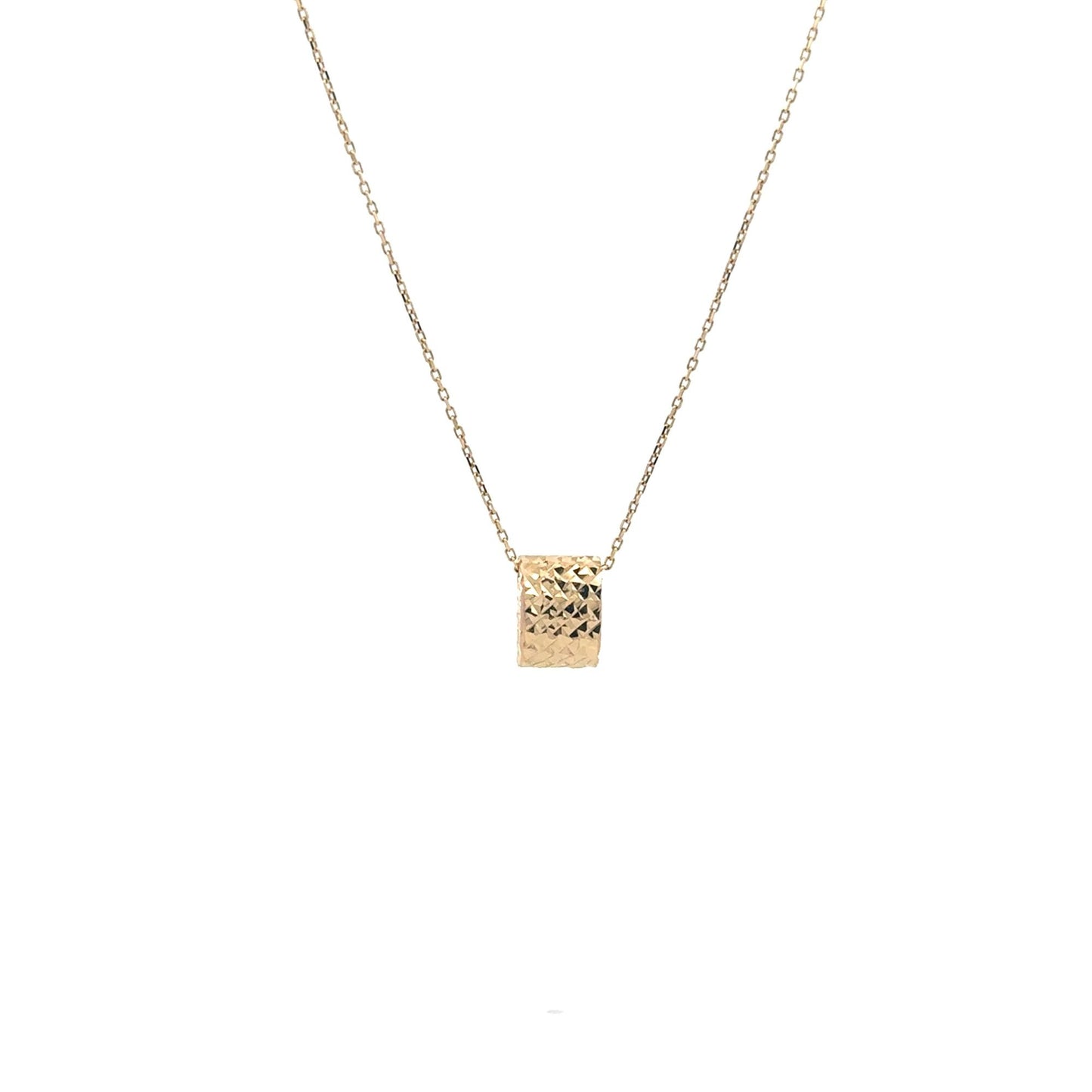 18K Gold Necklace Chain 16.50" with Rectangle Pendant 1.74grams - Rafant