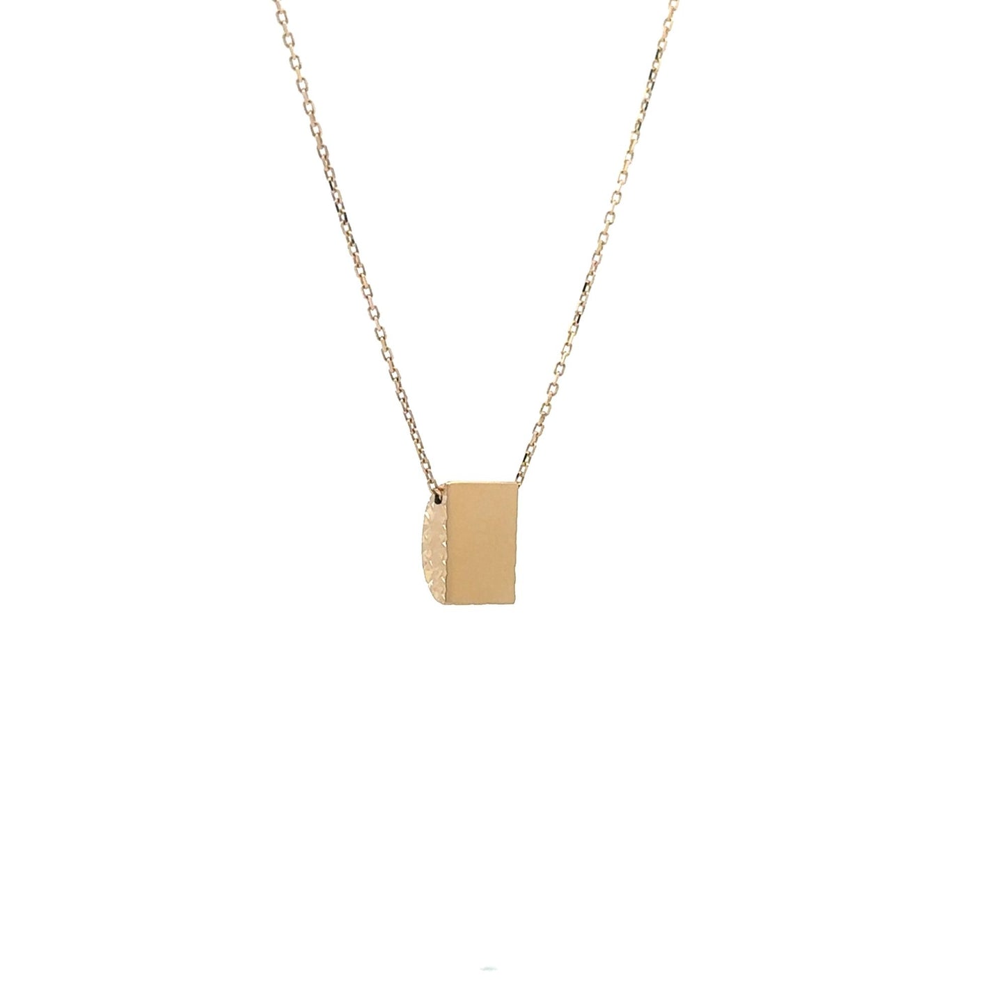 18K Gold Necklace Chain 16.50" with Rectangle Pendant 1.74grams - Rafant