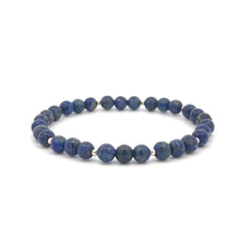 Load image into Gallery viewer, Lapis Lazuli Gemstone Beaded Stretch Bracelet with 14K Gold Accent Beads Handmade Natural Stone Jewelry Size 7.5 inches - Rafant
