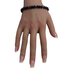 Load image into Gallery viewer, Lapis Lazuli Gemstone Beaded Stretch Bracelet with 14K Gold Accent Beads Handmade Natural Stone Jewelry Size 7.5 inches - Rafant
