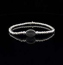 Load image into Gallery viewer, 925 Sterling Silver Beaded Stretch Stacking Bracelet Minimalist Choose: Friends,Forever,Joy,Mom
