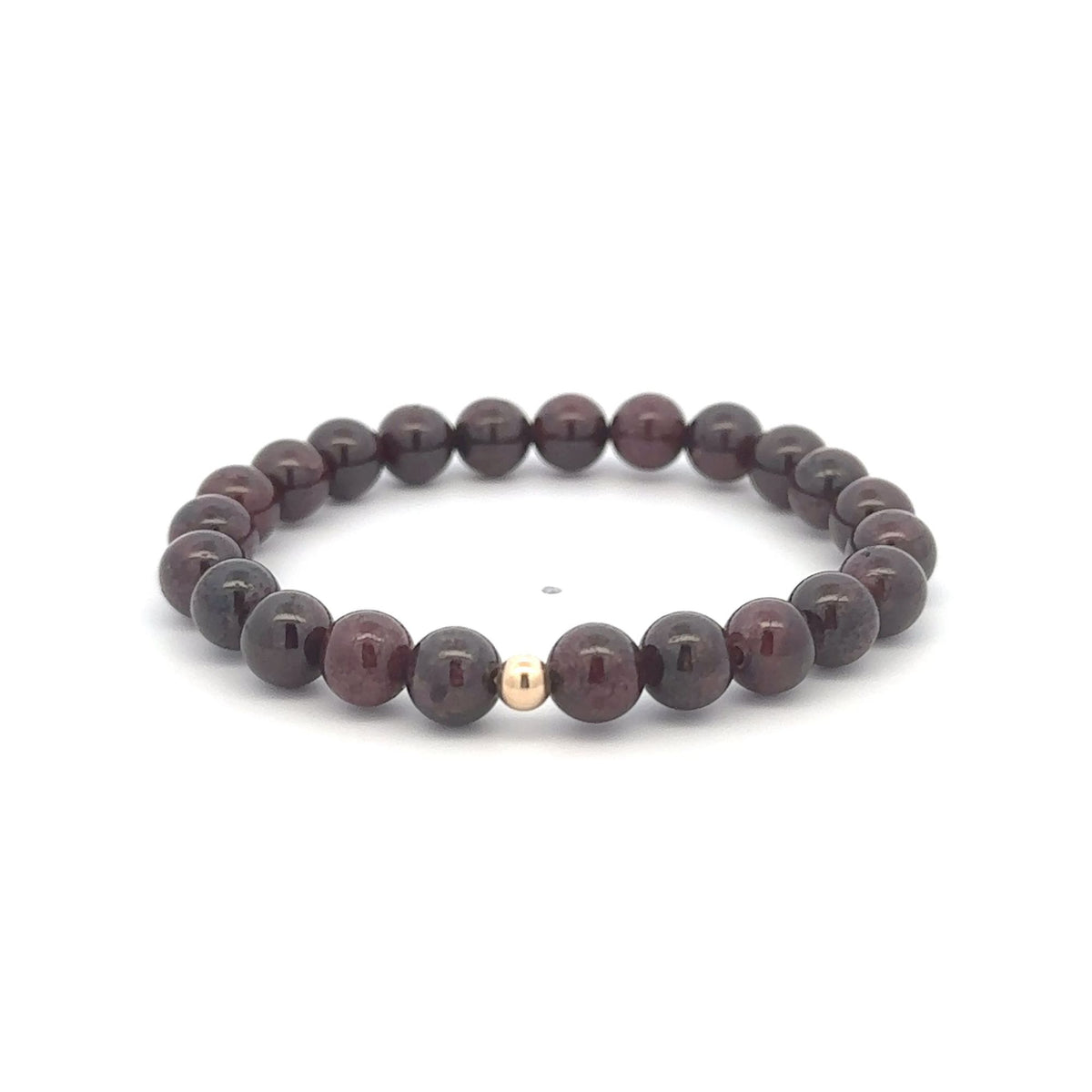 14K Gold Accent Bead Natural Gemstone Birthstones Stretch Bracelet Fine Jewelry Onyx Lapis Garnet Howlite