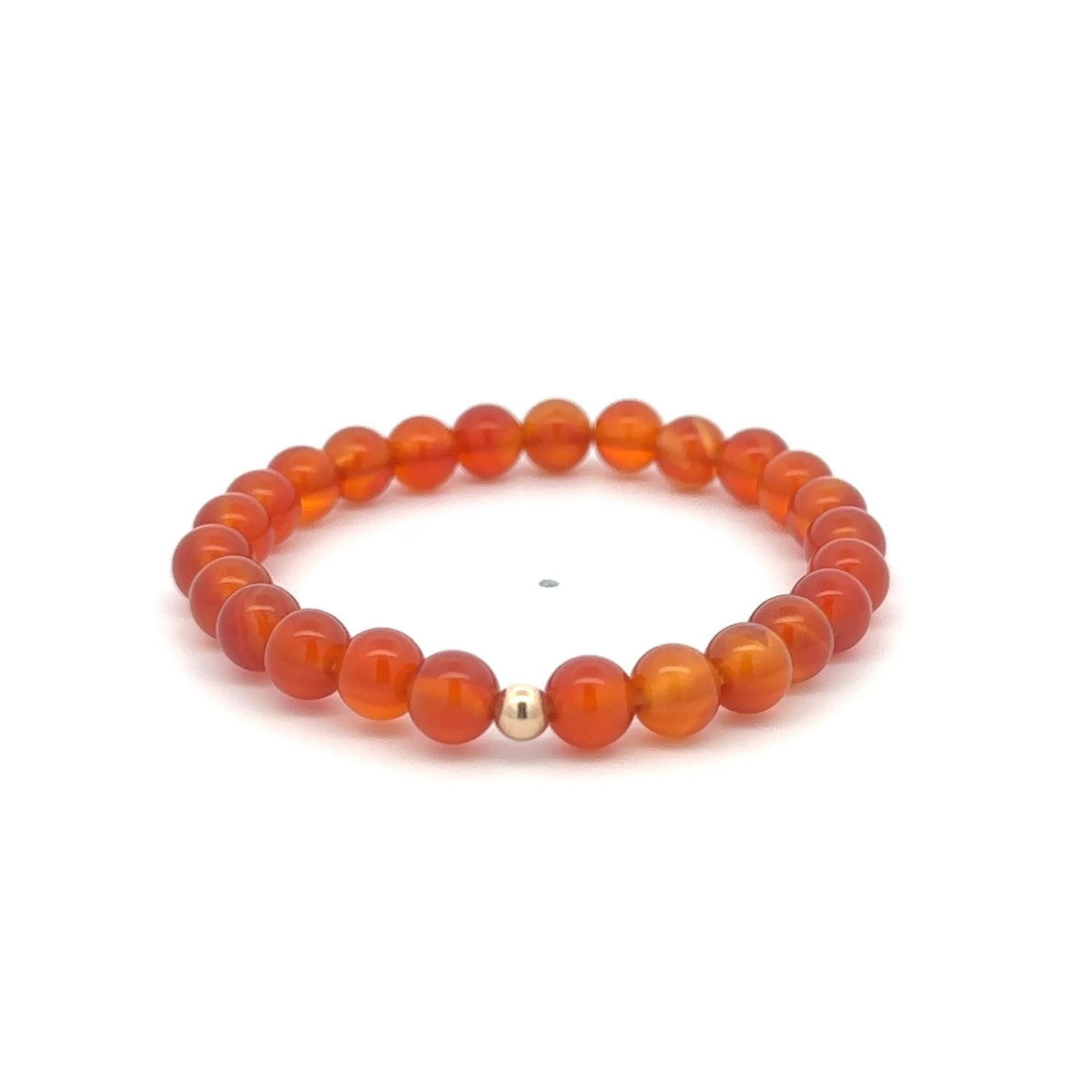 14K Gold Accent Bead Natural Gemstone Birthstones Stretch Bracelet Fine Jewelry Onyx Lapis Garnet Howlite