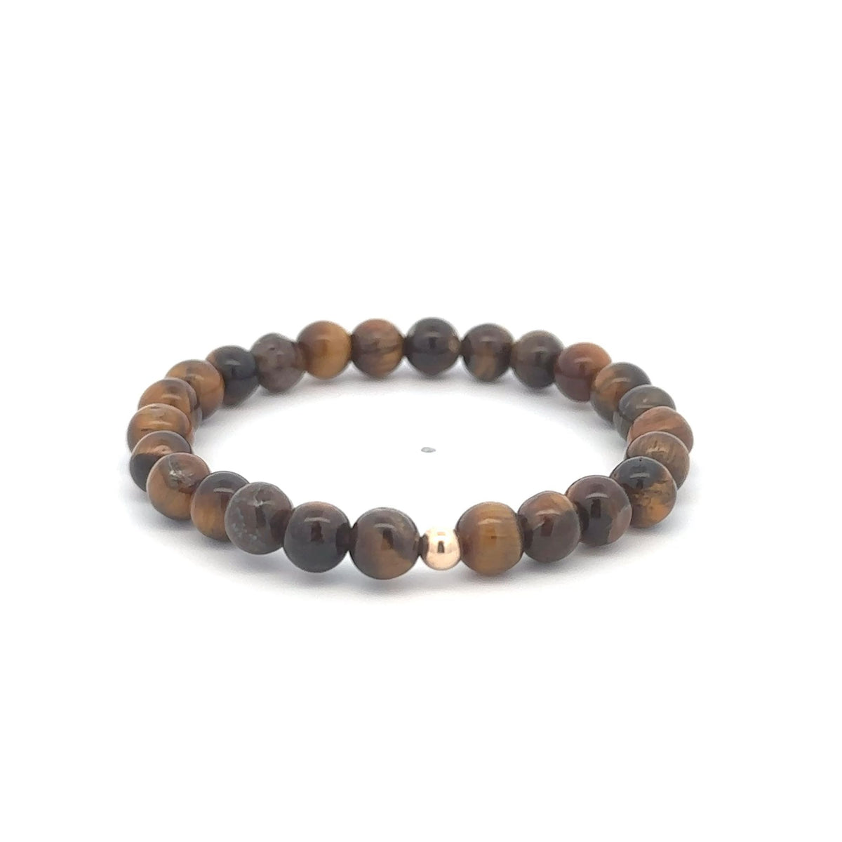 14K Gold Accent Bead Natural Gemstone Birthstones Stretch Bracelet Fine Jewelry Onyx Lapis Garnet Howlite