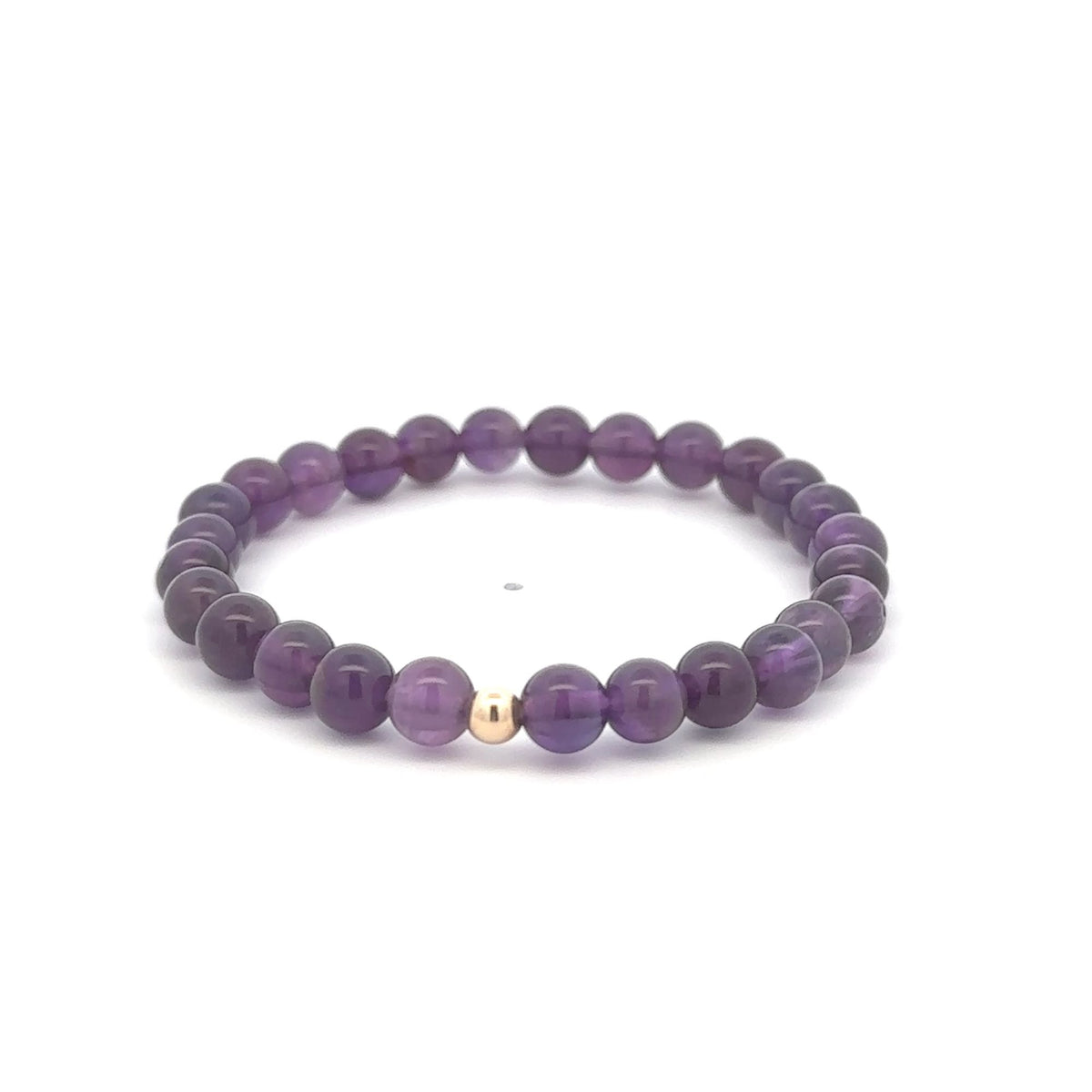 14K Gold Accent Bead Natural Gemstone Birthstones Stretch Bracelet Fine Jewelry Onyx Lapis Garnet Howlite
