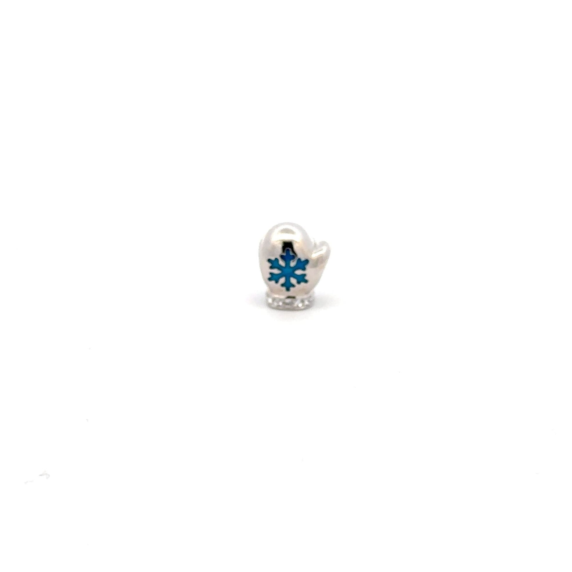 925 Sterling Silver Charm Bead Glove Holiday Snowflakes For Charm Bracelet Necklace - Rafant