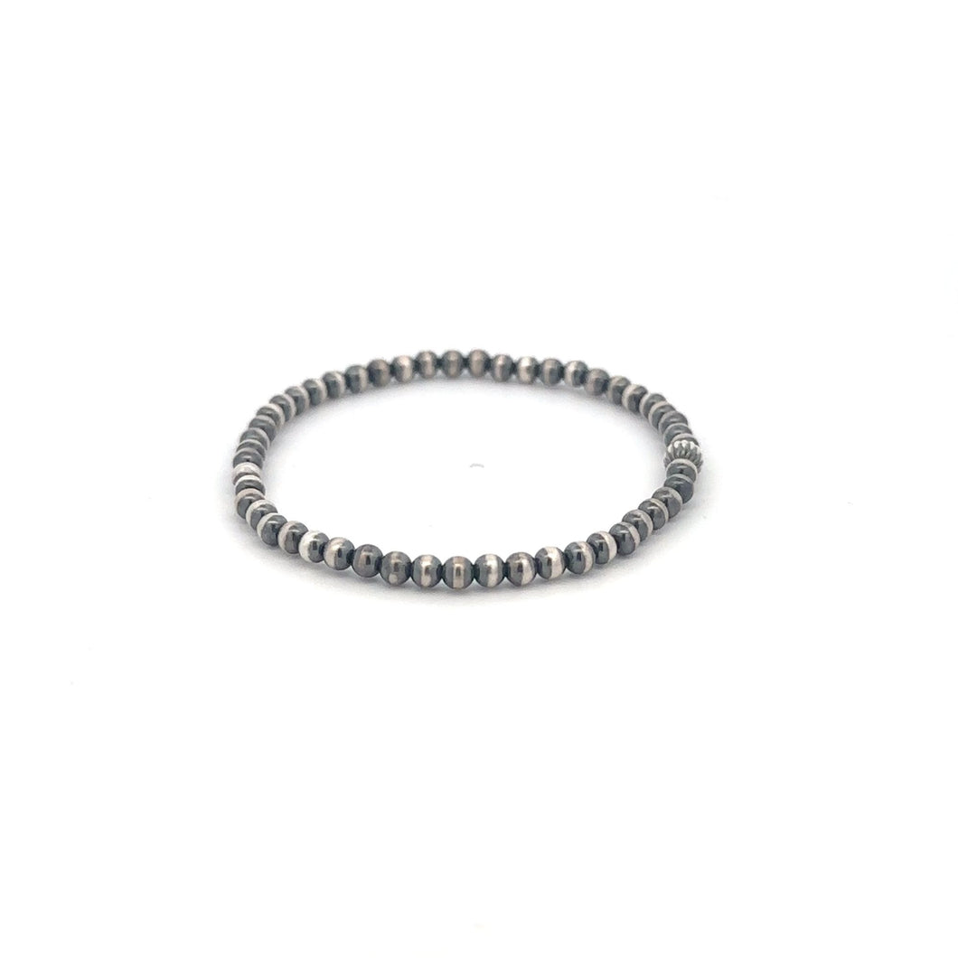 925 Sterling Silver Authentic Navajo Beads 3mm -6mm beads  Stretch Bracelet Minimalist Choose Your Style