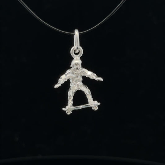 925 Sterling Silver Pendant Charm Skatboarder - Rafant