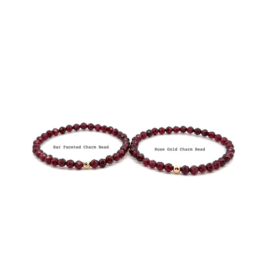 Natural Garnet Gemstone Mini 3mm 18K Charm Bead January Birthstone - Rafant