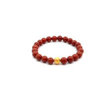 Load image into Gallery viewer, 18K Gold Money Coin Ball Lucky Bracelet Gemstones Red Jasper 6mm Size 5&quot; XXS
