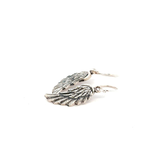 925 Sterling Silver Stud Earrings Wings Oxidized - Rafant