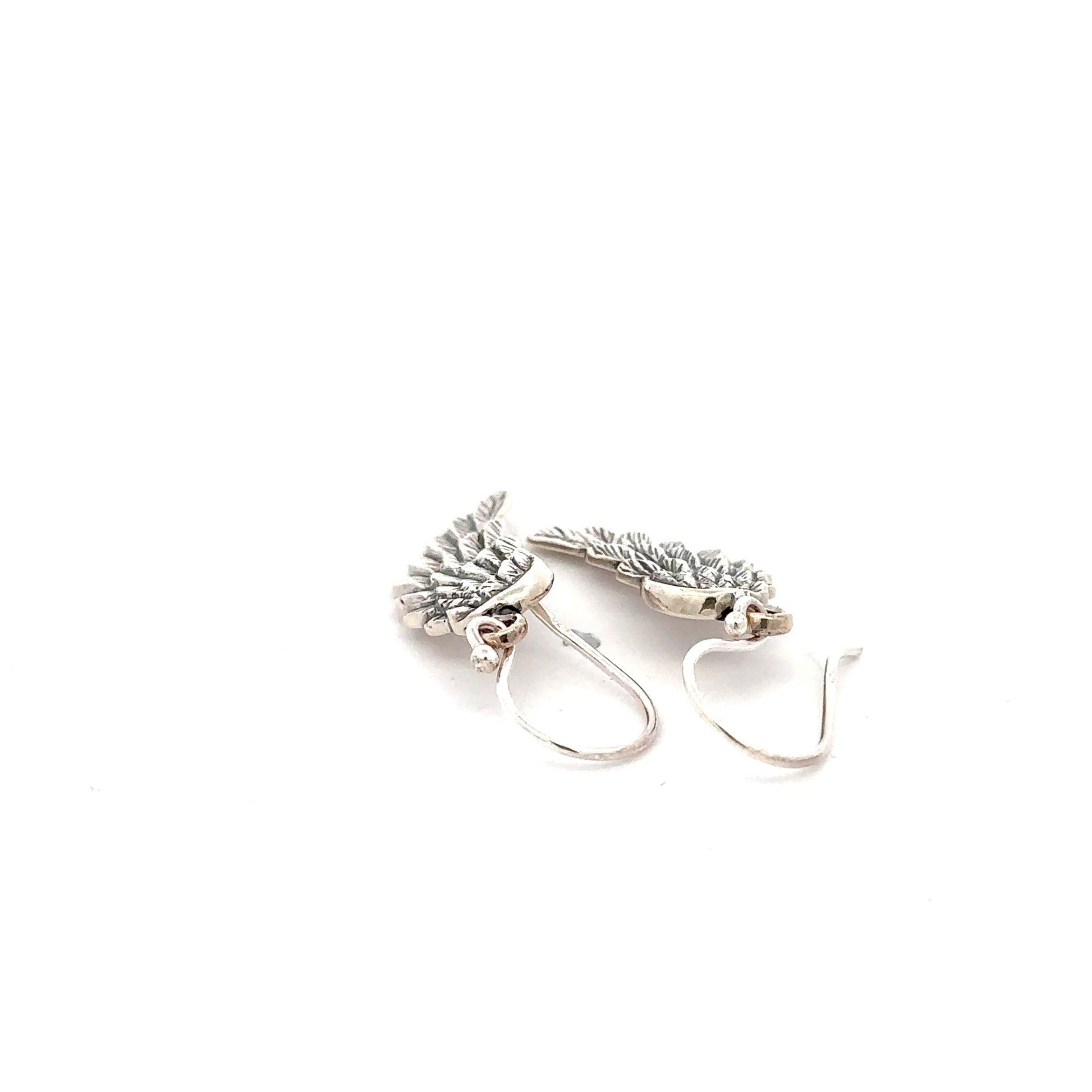 925 Sterling Silver Stud Earrings Wings Oxidized - Rafant