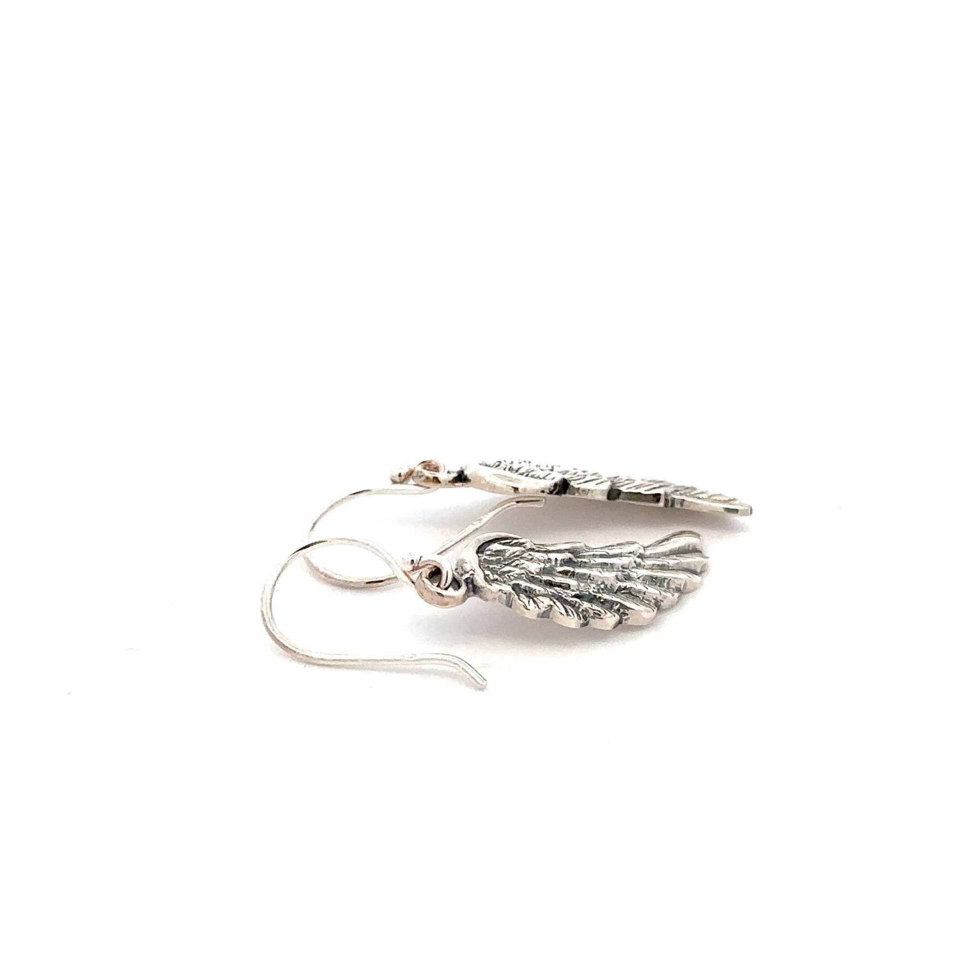 925 Sterling Silver Stud Earrings Wings Oxidized - Rafant