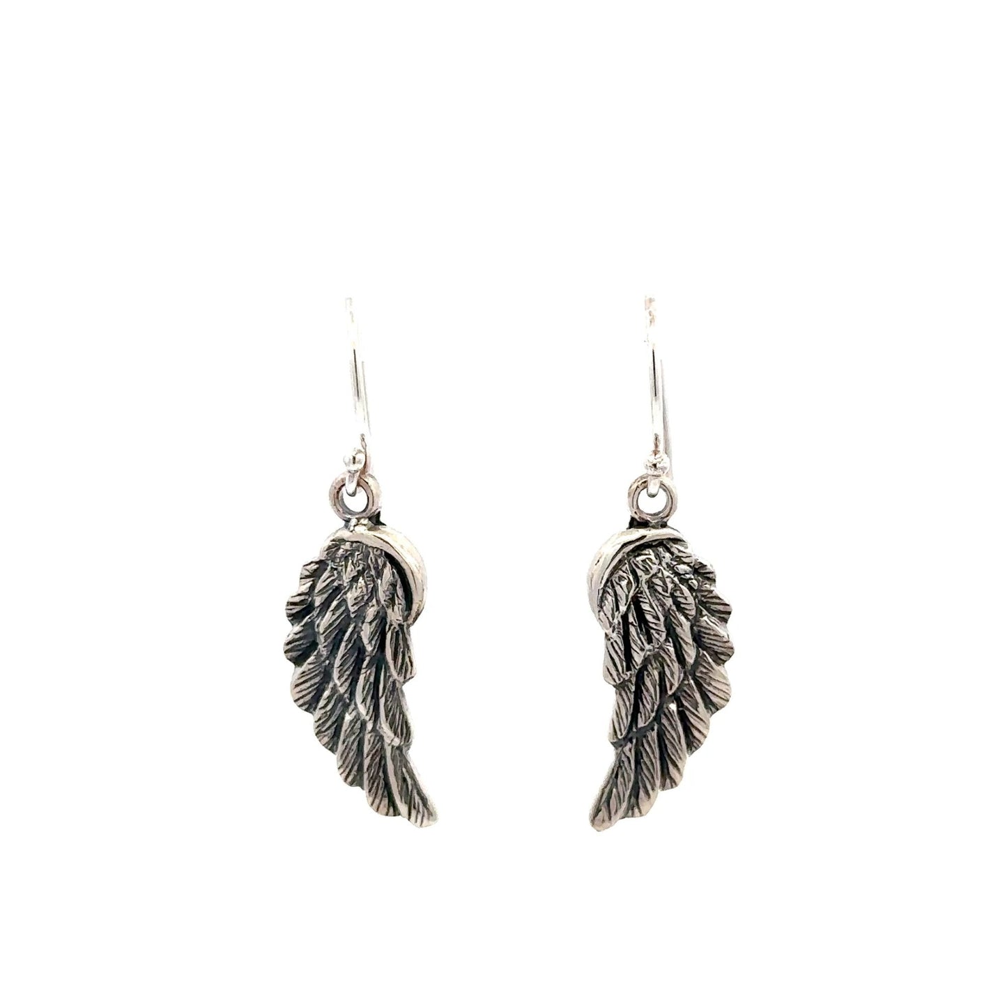 925 Sterling Silver Stud Earrings Wings Oxidized - Rafant