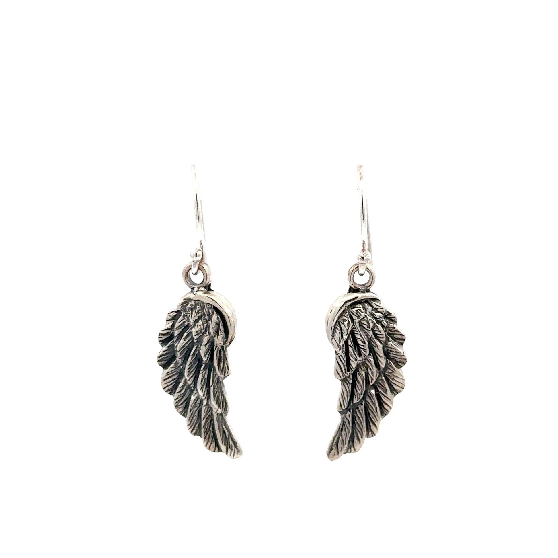 925 Sterling Silver Stud Earrings Wings Oxidized - Rafant