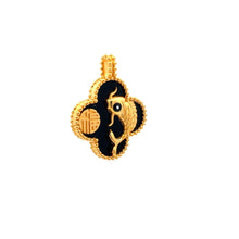 Load image into Gallery viewer, 18K Gold Pendant Clover Black Onyx Lucky Koi Fish
