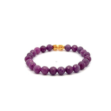 Load image into Gallery viewer, 18K Gold Dragon Pixiu Piyao Bracelet Gemstones Ruby July Birthstones Micro Faceted 6 -6.5 mm
