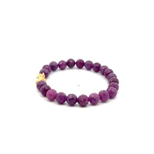 Load image into Gallery viewer, 18K Gold Dragon Pixiu Piyao Bracelet Gemstones Ruby July Birthstones Micro Faceted 6 -6.5 mm
