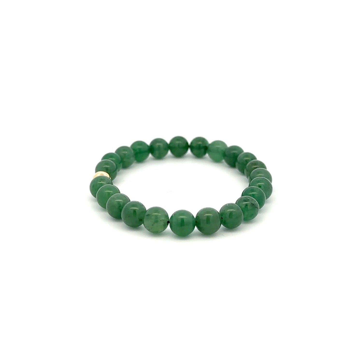 Natural Aventurine Gemstones 6mm Stretchable Bracelet 18k Gold Bead Charm Size 5.5 in - Rafant