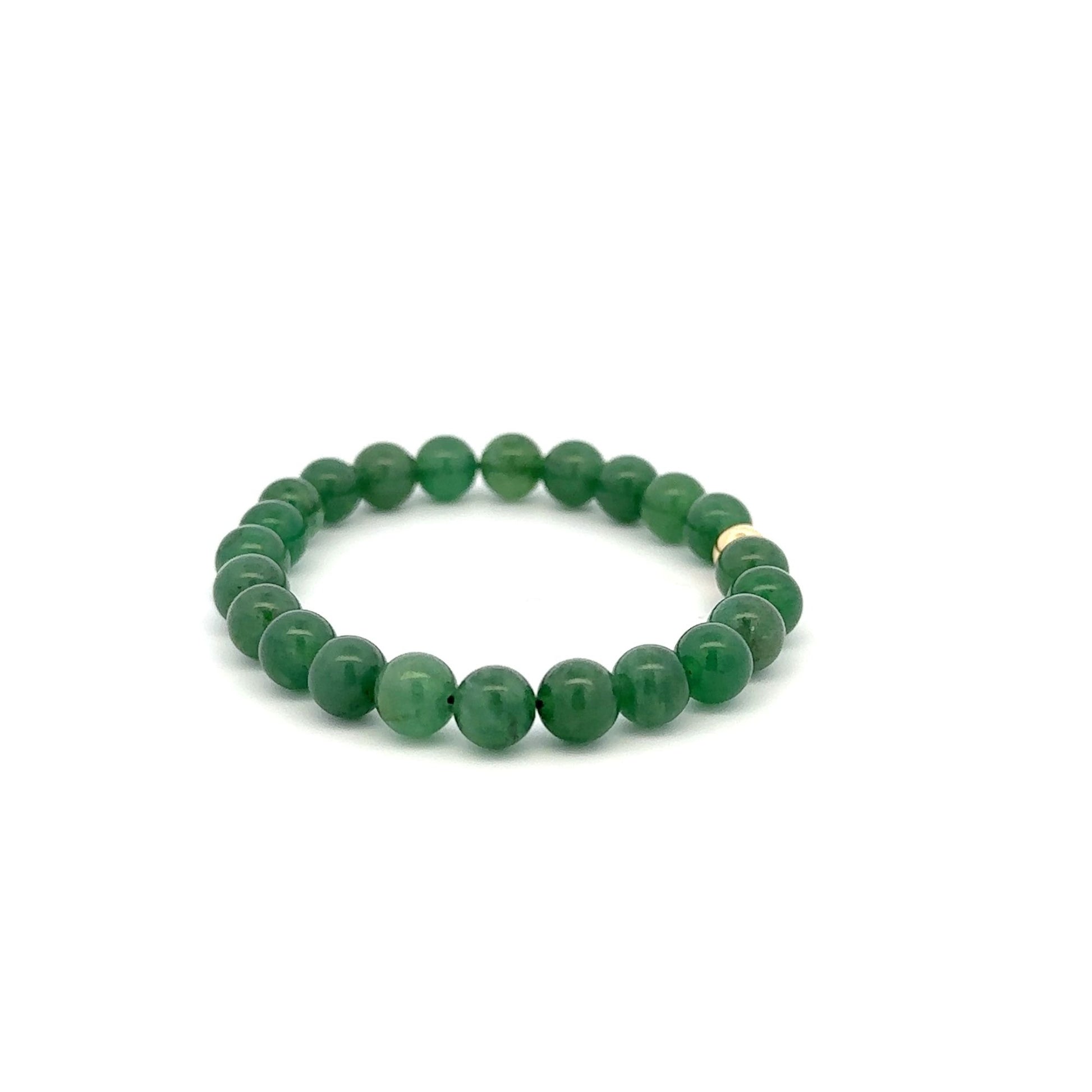 Natural Aventurine Gemstones 6mm Stretchable Bracelet 18k Gold Bead Charm Size 5.5 in - Rafant