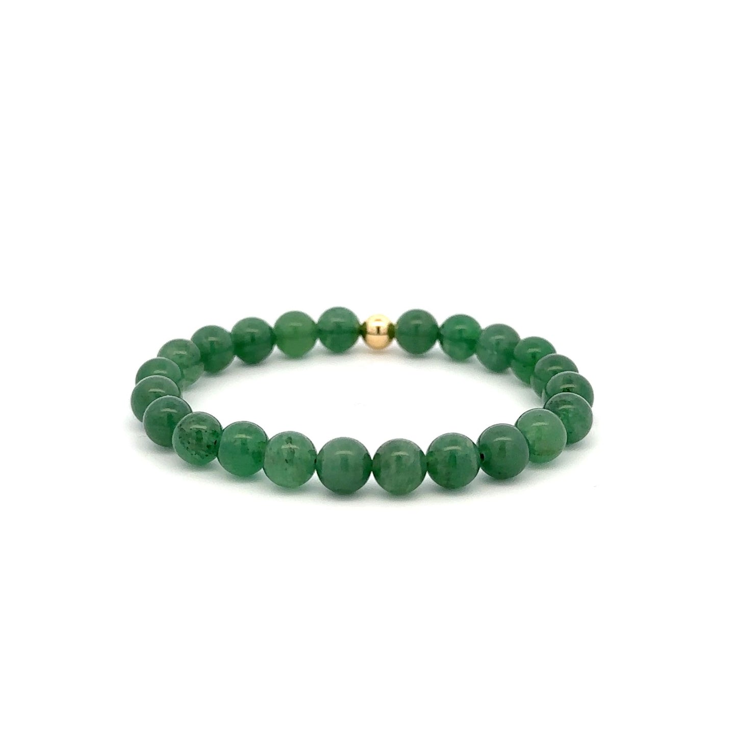Natural Aventurine Gemstones 6mm Stretchable Bracelet 18k Gold Bead Charm Size 5.5 in - Rafant