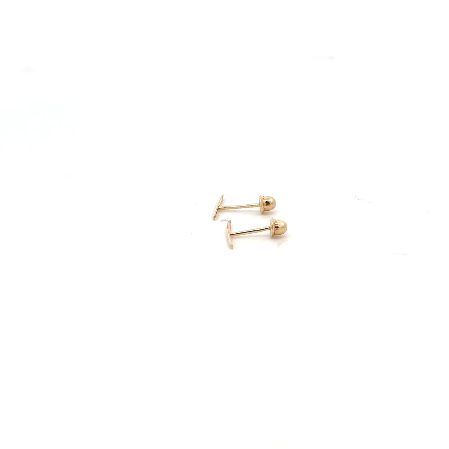 14K Gold Stud Earrings Bar Screw Back Type Tiny - Rafant
