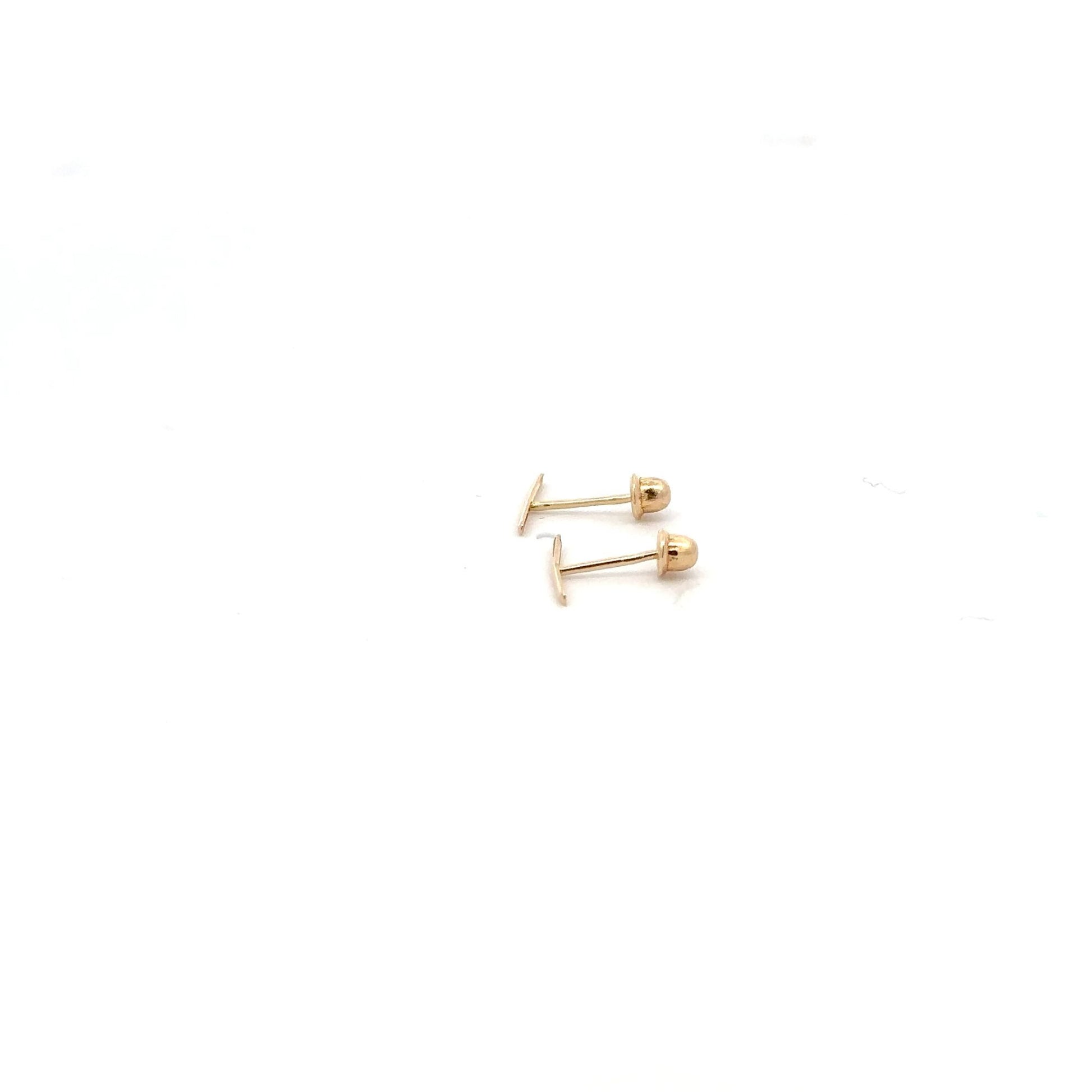 14K Gold Stud Earrings Bar Screw Back Type Tiny - Rafant