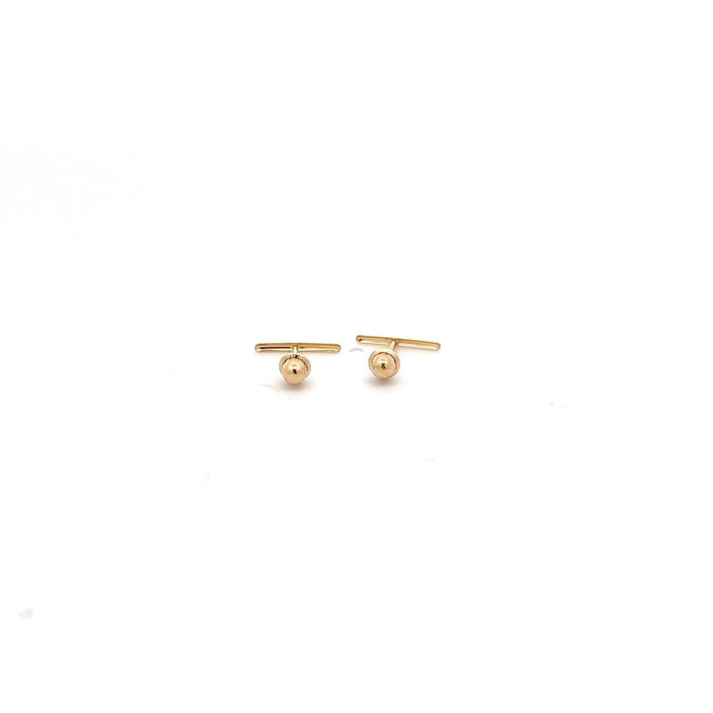 14K Gold Stud Earrings Bar Screw Back Type Tiny - Rafant