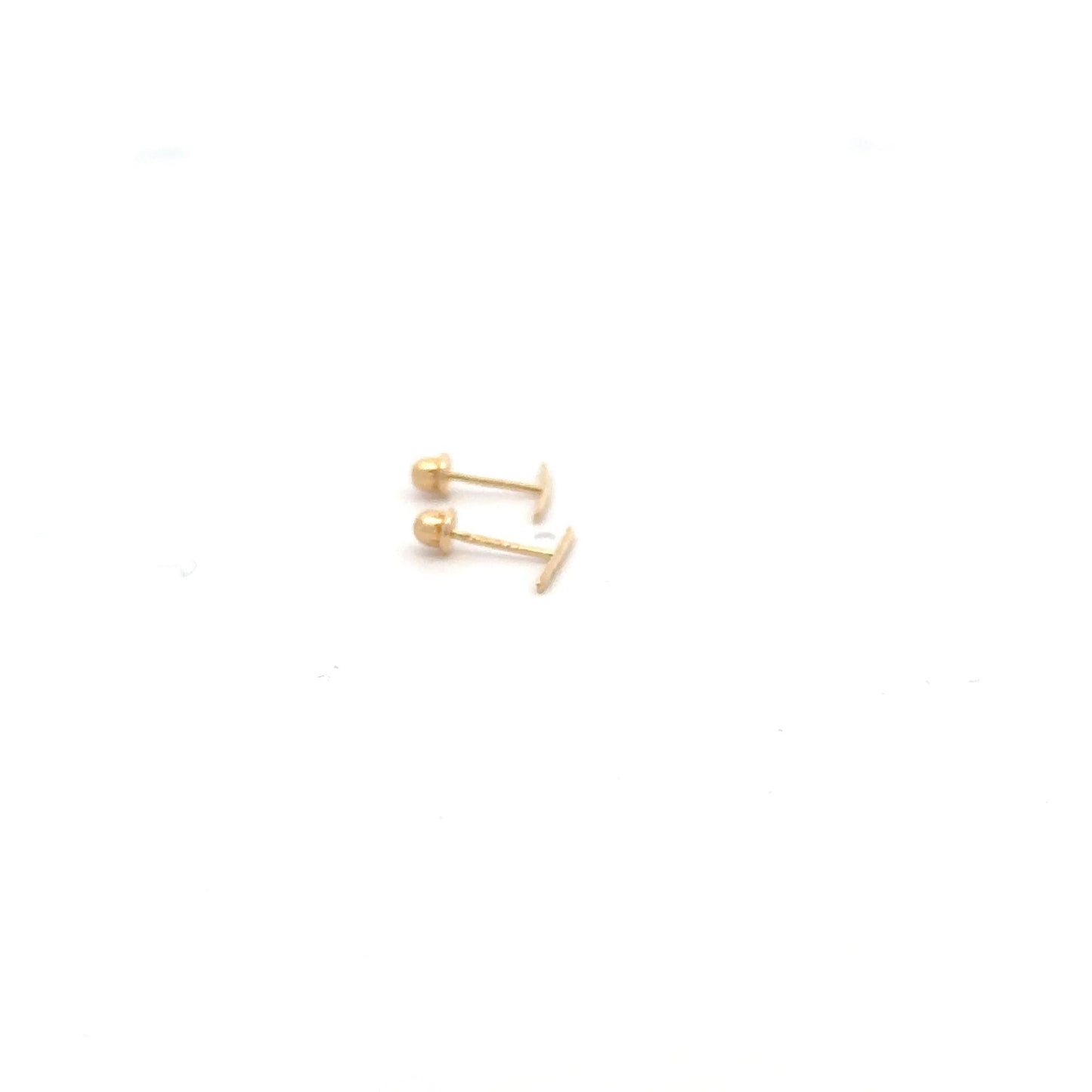 14K Gold Stud Earrings Bar Screw Back Type Tiny - Rafant