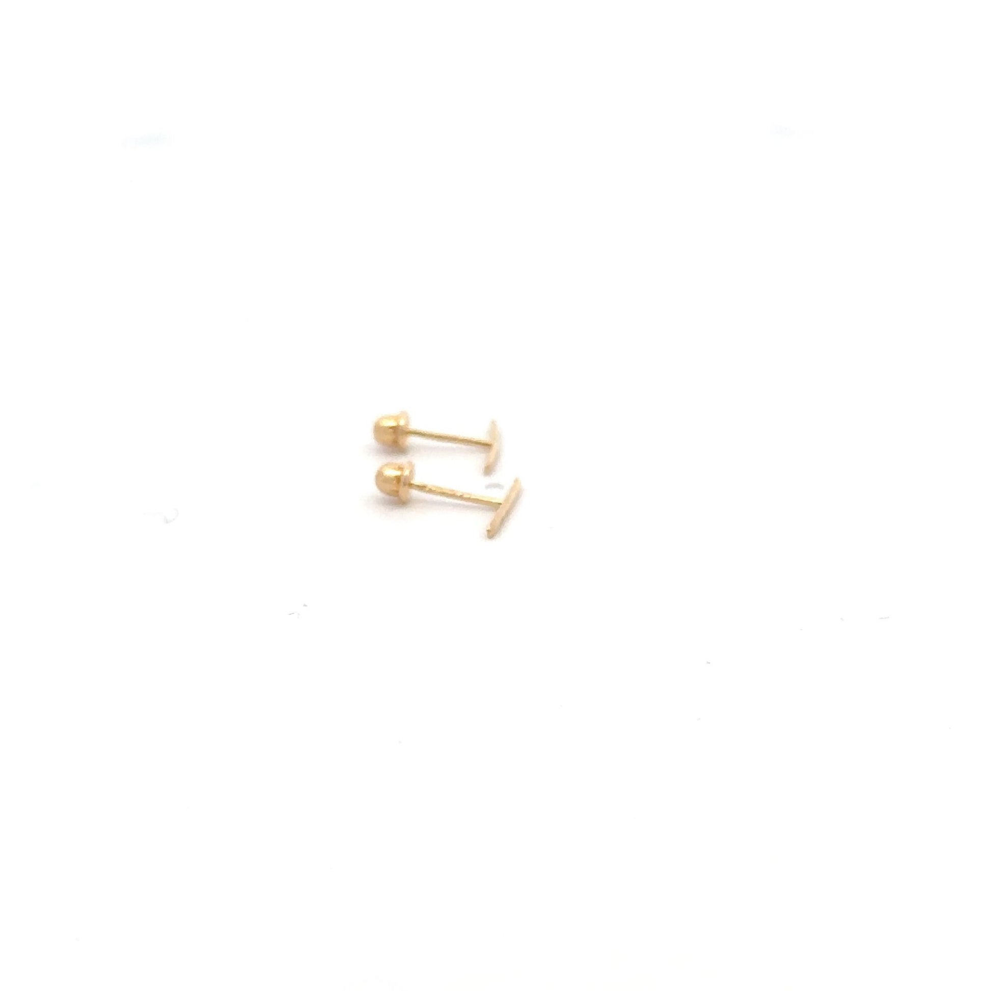 14K Gold Stud Earrings Bar Screw Back Type Tiny - Rafant