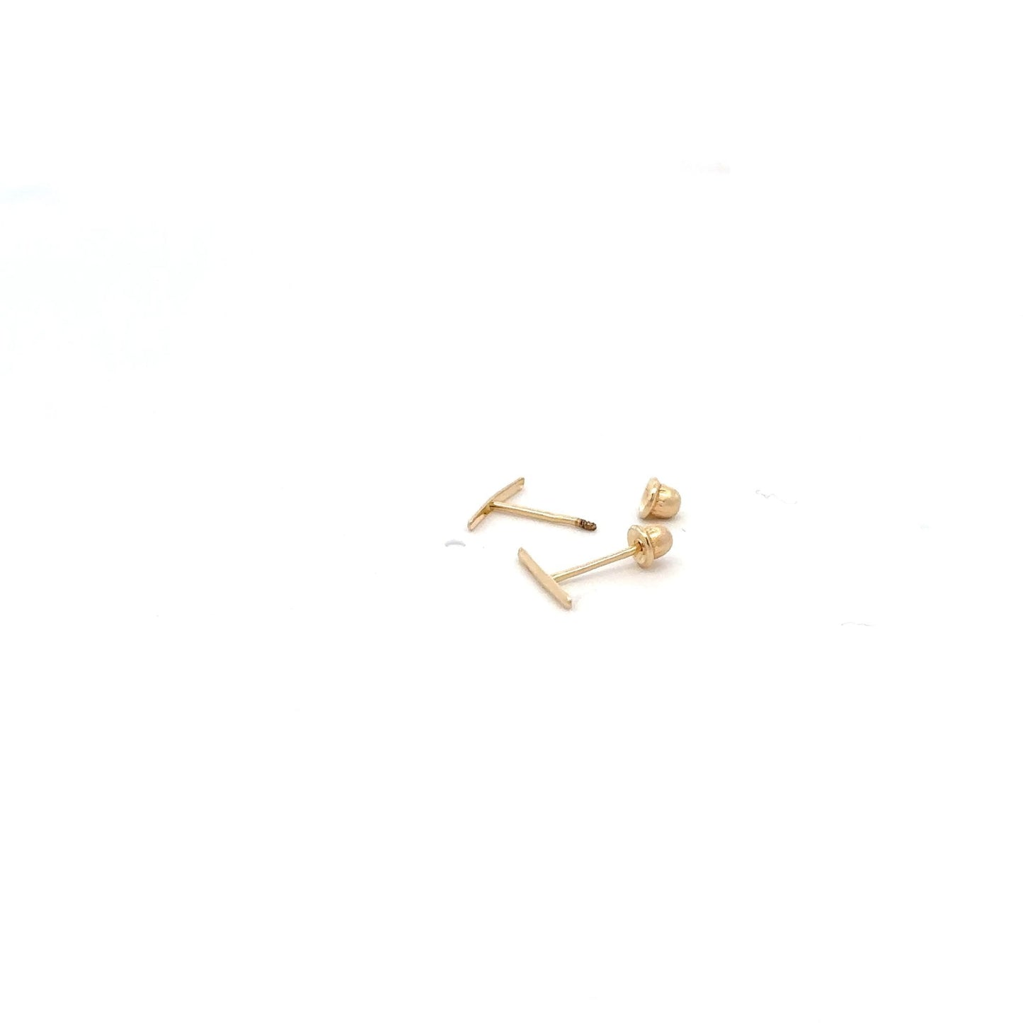 14K Gold Stud Earrings Bar Screw Back Type Tiny - Rafant