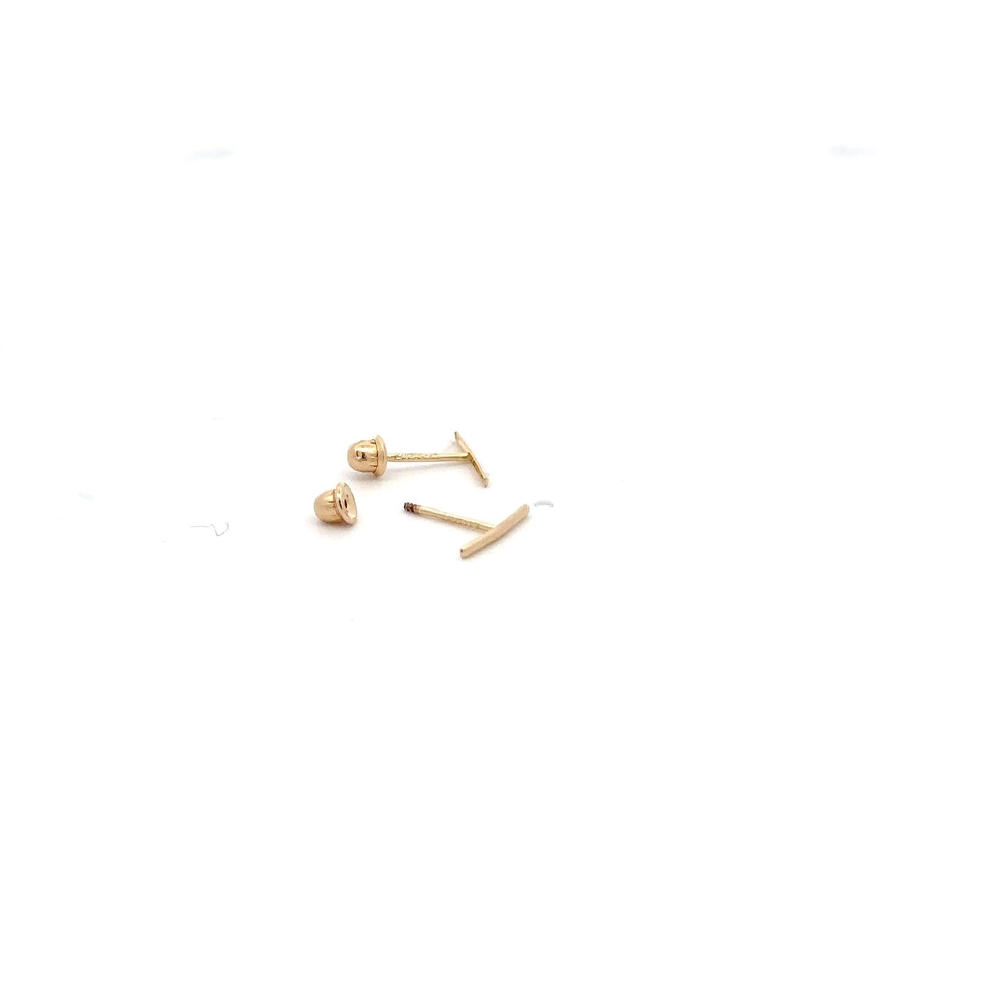 14K Gold Stud Earrings Bar Screw Back Type Tiny - Rafant