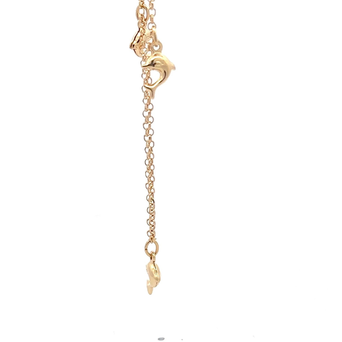 18K Gold Bracelet Dolphin Charms Size 7 inches 3.15 gms - Rafant