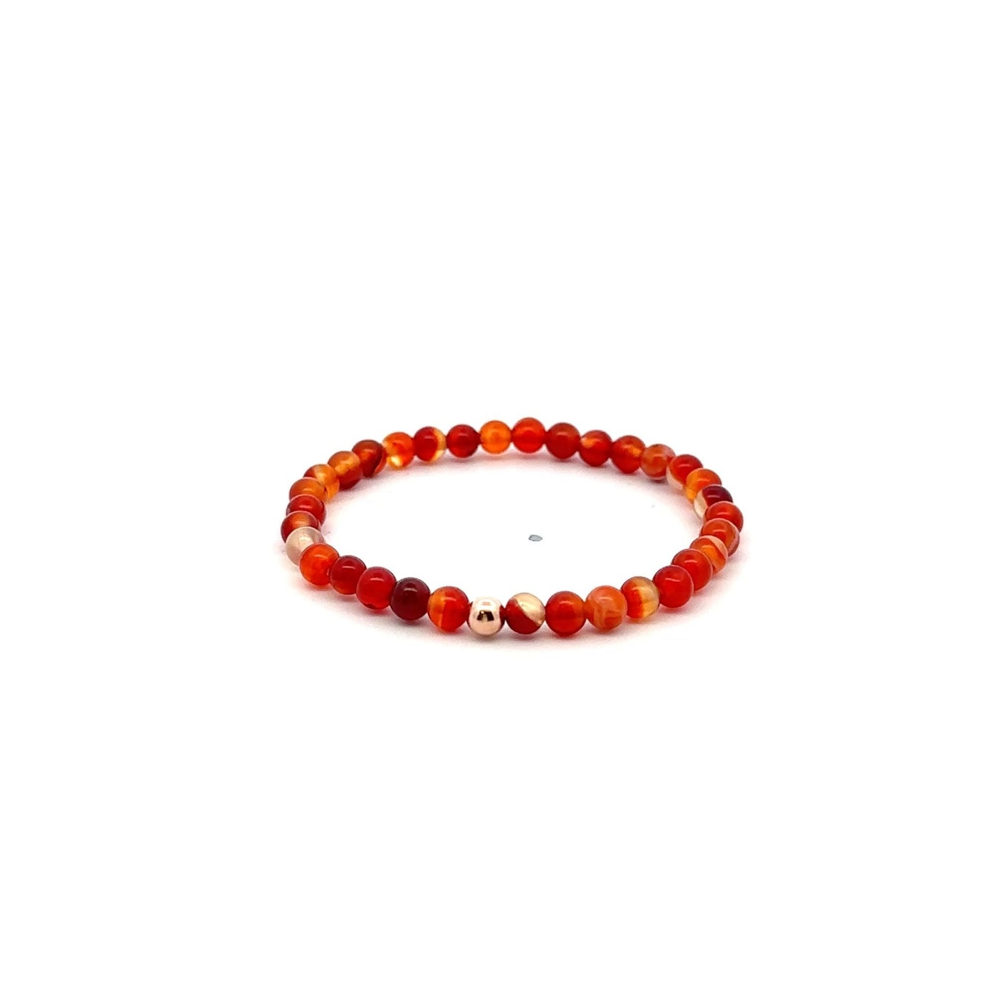 Natural Red Lace Agate Gemstones Mini 4mm 18K Gold Charm Round Bead - Rafant