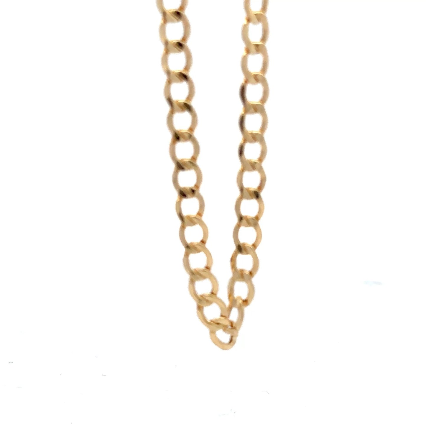 18K Saudi Gold Bracelet Curb Link Chain Size 7.8" - Rafant